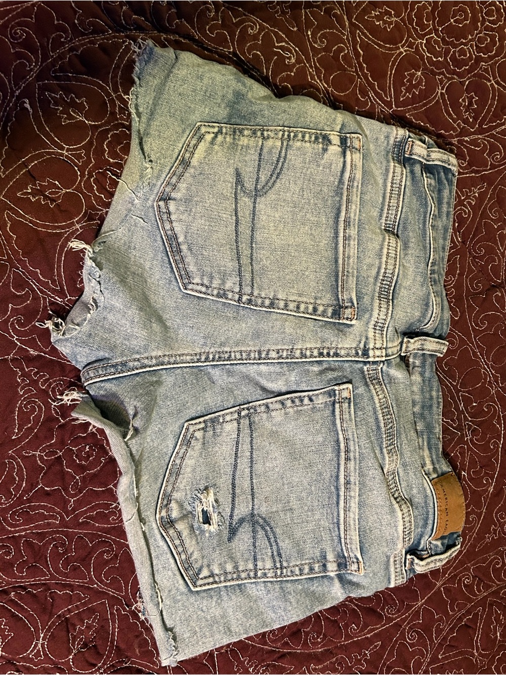American Eagle Outfitters Light Blue Distressed Denim Cutoff Shorts